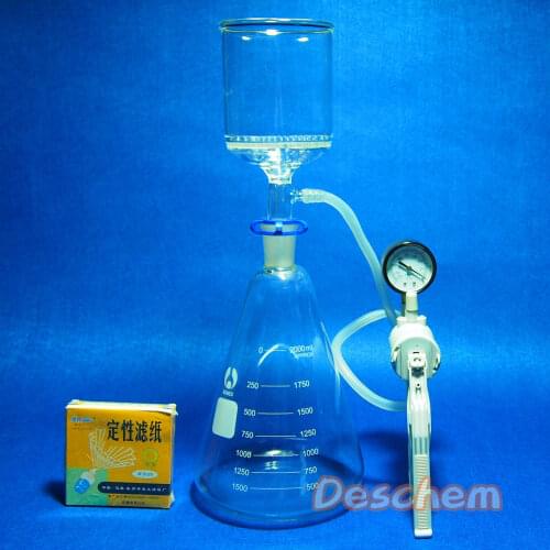 2000ml,Suction Filtration Unit,90mm Buchner Funnel,2 Litre Flask & Vacuum Pump