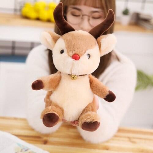 25cm Bell Deer Plush Toys for Children Kids Gift 2019 Christmas New Present Kawaii Rat Tropical Antelope Plush Doll Wholesale