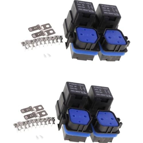 4 Set Of Mounting Automotive Motorcycle Boat Relay Base Holder 4 Pin 40A 12V