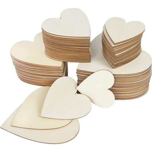 5pcs 8/10/12/15cm Natural Unfinished Blank Love Heart Wooden Chips Wood DIY Craft For Wedding Party Decor Scrapbooking Supplies