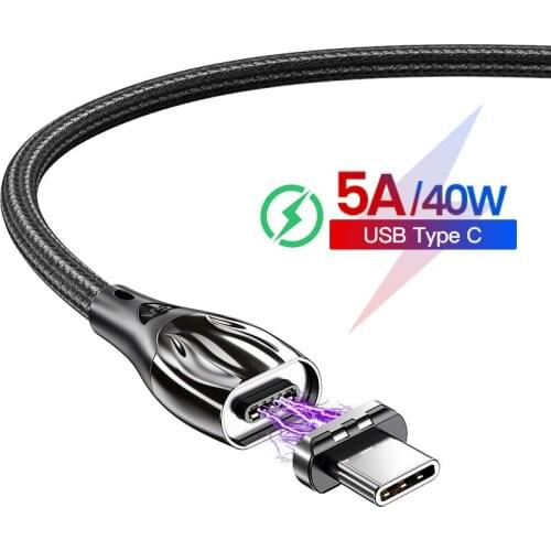 5A USB Type C Cable Supercharge Magnetic USB C Cord For Huawei P30 P20 Samsung A70 A50 QC4.0/3.0 Super Fast Charging Phone Data