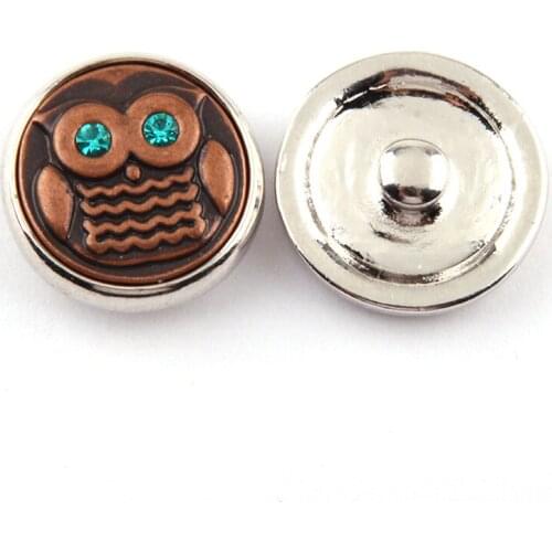 Free drop shipping hot selling 1.8-2cm antique copper CZ stone Owl charm DIY button metal charms