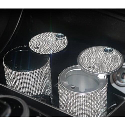 Bling Bling Rhinestones Portable Car Ashtray With Light Crystal Diamond Led Car Ash Tray Ashtray Storage Cup Universal AshHolder