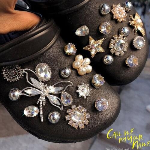 Alloy rhinestone chain designer crocodile JIBZ Croc shoe Charms accessories garden shoes clogs shoe buckle DIY Grace girl gift