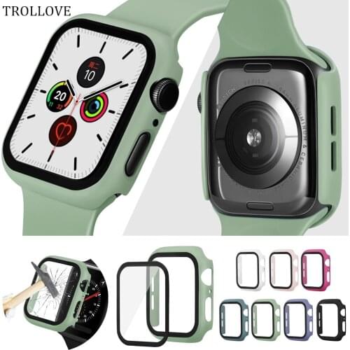 PC Case+Tempered Glass Cover For Apple Watch 5 4 3 2 1 40MM 44MM 360 Cover Full Case For Iwatch 38MM 42MM Shell Band Accessories
