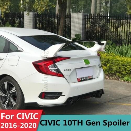 For Honda Civic 10th Gen Sedan 2016 2017 2018 2019 2020 Type-R Style Rear Spoiler Wing Tail Trunk Decoration Tuning