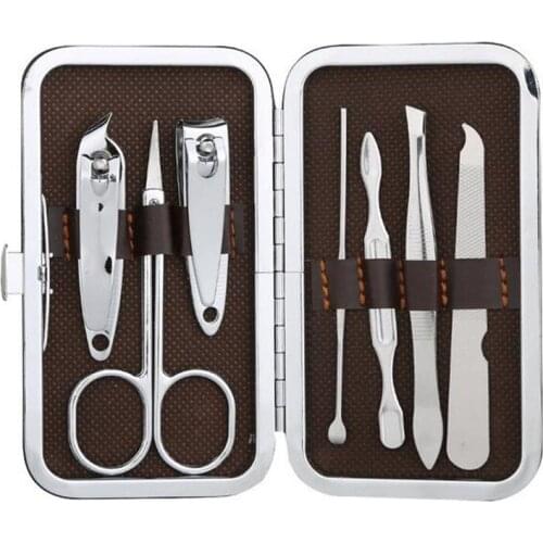 Hot 100sets 7pcs/set Manicure set Professional Stainless Steel Nail Clipper Kit Finger Plier Nails art Pedicure Toe Nail Tools S