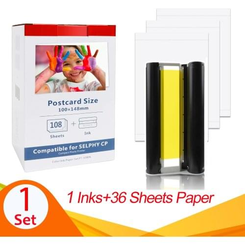 A ABCOLOR 6 inch Ink Cassette KP 108IN KP-36IN Compatible for Canon Selphy CP1300 CP1200 CP910 CP900 CP1000 Printer KP-108IN