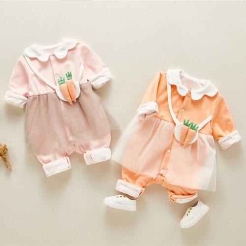 Toddler Jumpsuit Infant Newborn Petal collar Baby Girls carrot Lace Mesh Romper Outfits princess clothes