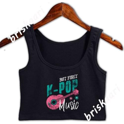 Kpop Music Crop Top Women Crazy Summer Tops O-Neck Building Sexy Designing Letters Vest