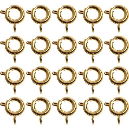 Round Spring Ring Clasp Clips Copper Plated Metal Alloy Craft DIY Chain Necklace Bracelets Jewelry Making Accessories