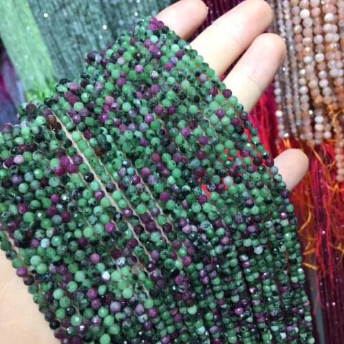 Small Beads Natural Red Green Stone Beaded 3mm Section Loose Beads For Jewelry Making Necklace DIY Bracelet