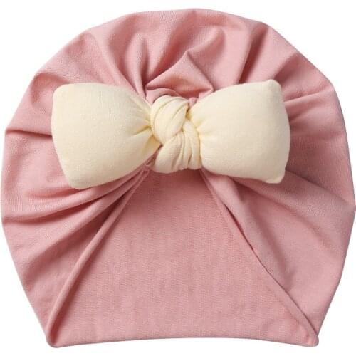 Lovely Dot Bowknot Baby Hat Cute Solid Color Baby Girls Boys Hat Turban Soft Newborn Infant Cap Beanies Head Wraps