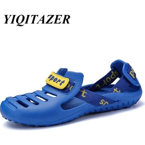 YIQITAZER 2018 New Design Arrival Sandal Men Shoes Men Sandals Slip on Beach Water Shoes for Man Slippers Casual Male Sandalias