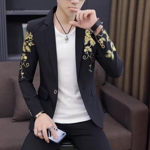 Mens Suit Fashion Trend Mens Casual Slim Printed Small Suit Coat 2020 Spring And Autumn New Business Casual Suit