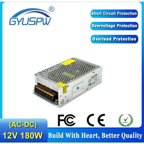 Single Output dc Power Supply 12V 15A 180W Led Driver transformer 220V 110v AC to DC12V UPS for Led Strip lamp CNC CCTV