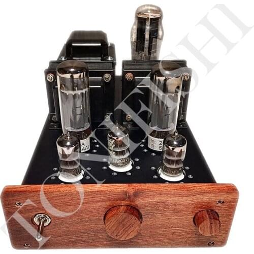 EL34 single-ended HIFI power amplifier, all aluminum chassis, solid wood decorative panel, output power: 10W+10W