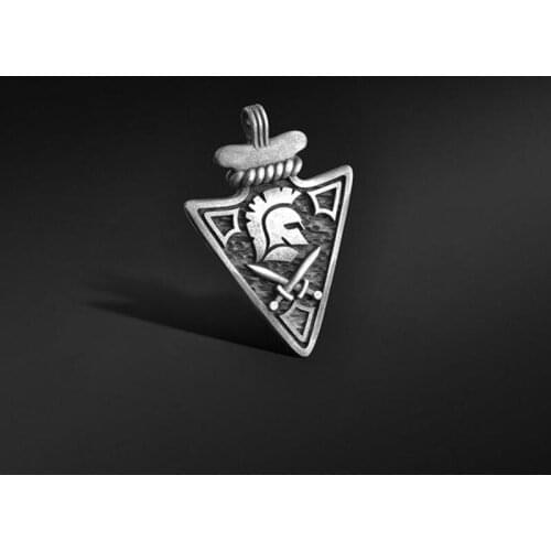 Spartan helmet pendant necklace men arrow spear tag Man chain necklace hip hop retro Jewelry on the neck
