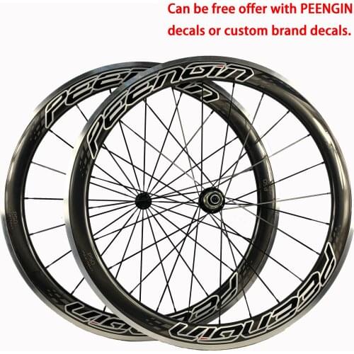 PEENGIN P50 new decal carbon alloy clincher wheelset 50mm 700C aluminum brake suface road wheel 23/25mm width option R13 r36 hub