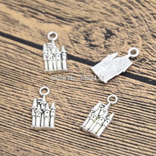 25pcs castle Charms silver tone castle charm pendant 20X11mm