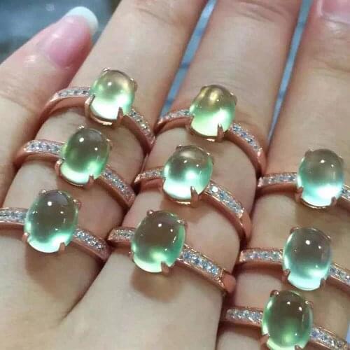 Supply New 925 Sterling Silver 18k Rose Gold Plated Ring Inlaid With Natural Grape Stone Ring Jewelry