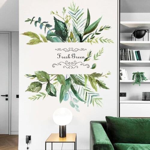 Green leaf garden style home decoration self adhesive wallpaper Removable wall sticker for TV background wall in living room