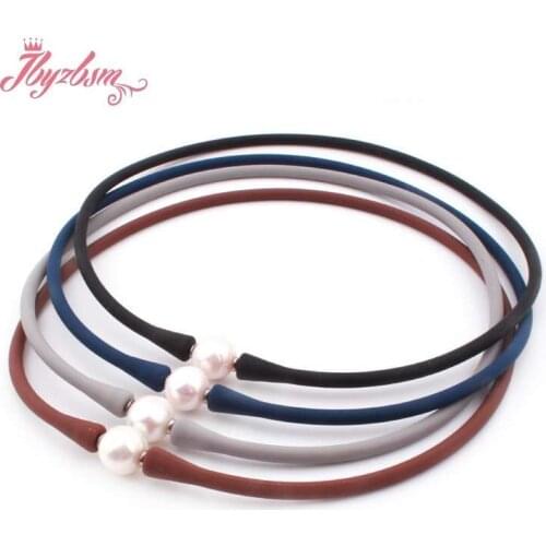 10mm Freshwater Pearl Silicone Bracelet Necklace Natural Stone Beads Casual Waterproof For Woman Man Best Gift Bracelet Necklace
