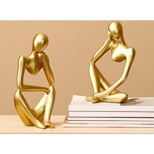 Resin Sandstone Abstract Thinker Statue Figurine Sculpture Miniature Creative Room Sandstone Gift Home Decoration Crafts