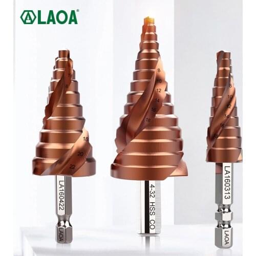 LAOA 3-13mm 4-22mm 4-32mm Pagoda Drill HSS-CO M35 Hex and Triangle Metal Hole Drill Tool