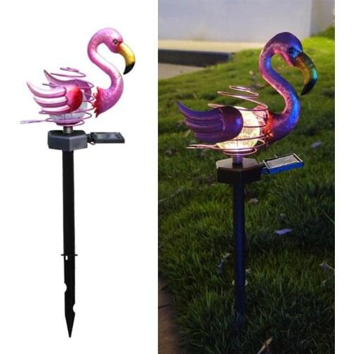 Solar Led Light Outdoor Flamingo Light Waterproof Solar LED Ground Plug Light Flamingo Lawn Lamp For Garden Courtyard Decoration