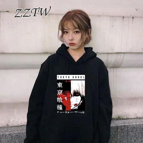 Tokyo Ghoul Women Hoodie Kaneki Ken Eyes Japan Anime Print Pullovers Hoodies Loose Hip Hop Sweatshirt Punk Clothes