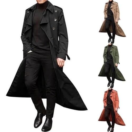 Trench coat men Windbreaker Design Slim Double breast Thin Windbreaker Male Spring Long Black Coat Outwear Autumn