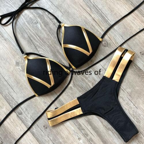 Summer Hot Women Bandage Patchwork Bikini Set Swimwear Push-Up Padded Bra Swimsuit Beachwear Bathing Suit Sexy Swimwear Costume