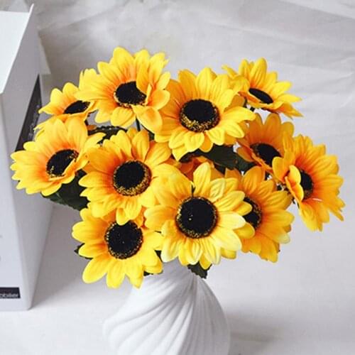 1 Bouquet 7 Heads Artificial Eternal Sunflower Faux Silk Flowers Home Wedding Decor Mother Valentines Day new Year Gift