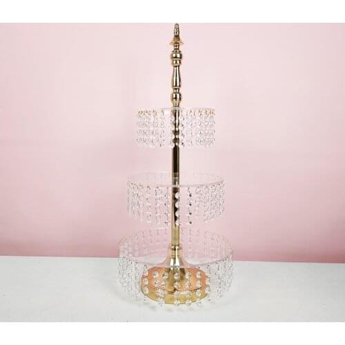 1pcs 3 tiers Wedding Party Table Candy Bar Table Decor gold& silver clear surface crystal cake stand cupcake tray