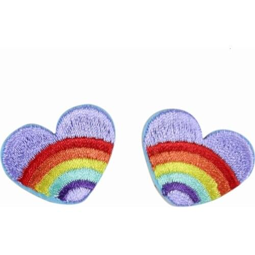 1PCS Embroidered Patches Iron On Colourful love Heart Cute Cartoon Sticker DIY Fabric Appliques for Baby Girls Clothes Accessory