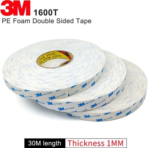100% Original 3M 1600T Double Coated Polyethylene Foam tape /Double Sided Tape white 1MM thickness ,we can die cut to any size