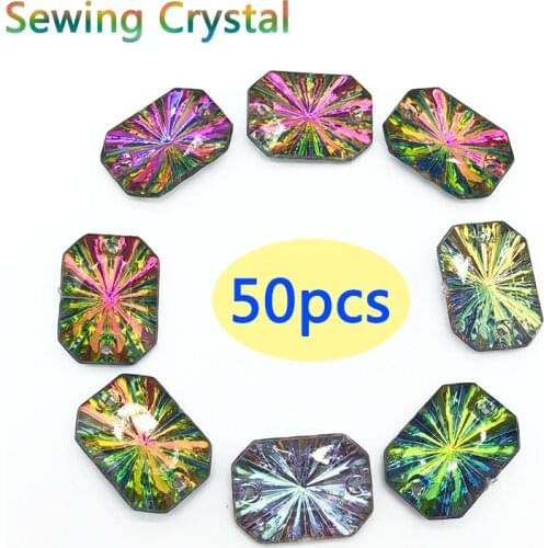 13x18mm 50pc Loose Sew-on Crystals AB Flatback Rhinestones Apparel Bags Shoes Sewing Accessories DIY Clothes Crafts Garment