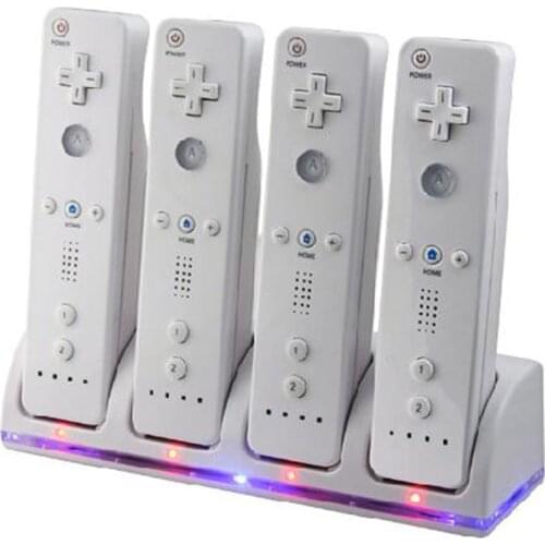 4 In 1 Charging Station Charger Stand + 4pcs 2800mAh Batteries for Wii Controller Remote Controller Charging Station