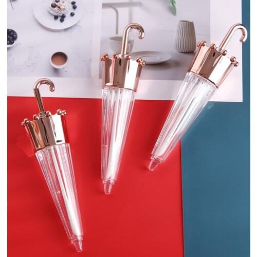5 Pieces Empty Lip Gloss Refillable Bottles 5.5ML Transparent Umbrella Shape Tube Lip Glaze Cosmetic Liquid Containers Rose Gold