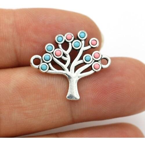JAKONGO Antique Silver Plated Crystal Tree of Life Connectors for Making Bracelet Handmade DIY Jewelry Accessories 20x22mm 5pcs