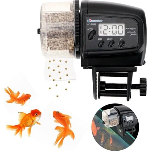 HOOMIN 100ML Automatic Fish Feeder with Timer Feeding Dispenser Digital LCD Display Aquarium Fish Feeder for Fish Tank