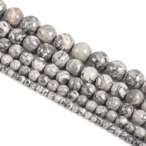 Wholesale Natural Stone Map Jaspers Round Beads 15'' Strand 4 6 8 10 12mm For DIY Charm Necklace Bracelet Jewelry Making Gift
