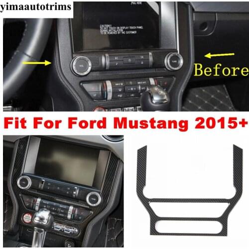 Central Control Navigation Panel Decorative Frame Cover Trim Carbon Fiber Look Interior Accessories For Ford Mustang 2015 - 2021