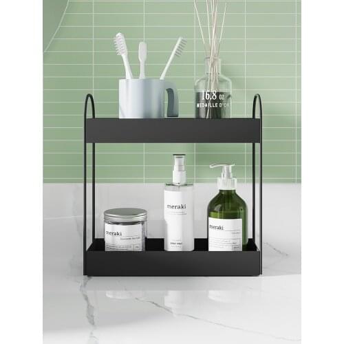 Double Layer Desktop Metal Rack Bathroom Toilet Multi-layer Shelf DressingTable Cosmetic Storage Box Kitchen Finishing Rack