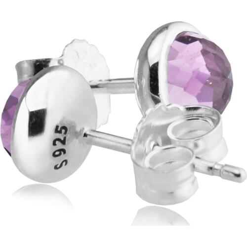 February Droplets Stud Earrings With Amethyst 100% 925 Sterling Silver Fashion Jewelry Free Shipping