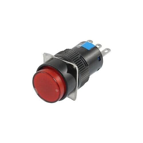 Round Red Self-Locking Push Button Switch 3Pin SPDT AC 3A/250V DC 5A/30V