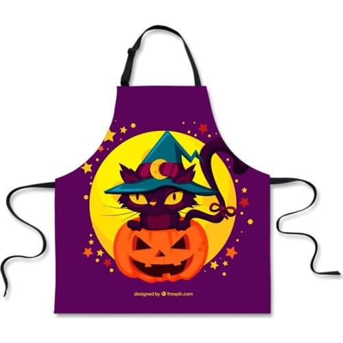 Cool Halloween Pattern Kitchen Cooking Aprons for Women Men Chefs Baking Bibs Waterproof Household Cleaning Apron Delantales