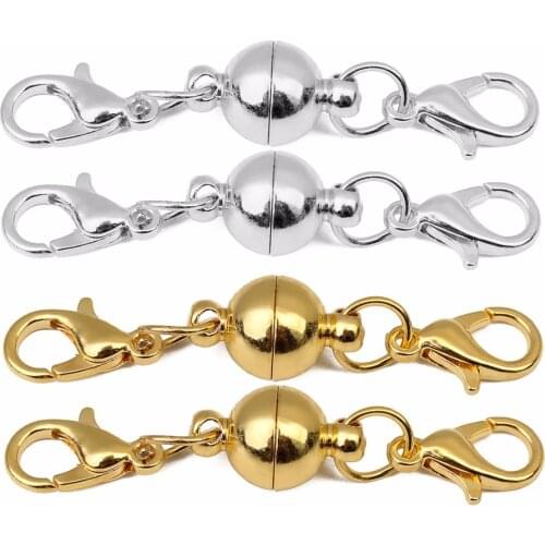 LOULEUR 5pcs/lot 6mm 8mm Ball Strong Magnetic Clasps for Leather Cord Bracelet End Caps Connectors for Necklace Making Finding