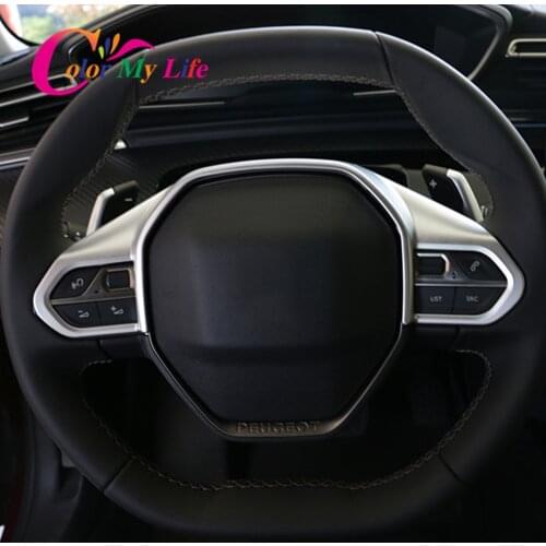 Color My Life Interior Car Steering Wheel Panel Cover Sequins Trim for Peugeot Rifter 2018 - 2021 ABS Carbon Fiber Accessories